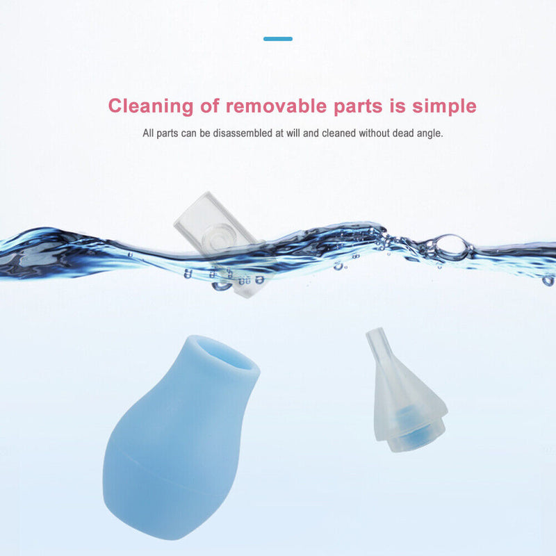 Silicone Baby Nose Cleaner Vacuum Sucker Infant Kids Nasal Aspirator (Blue)