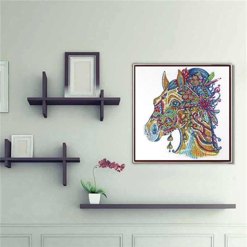 5D DIY Special Shaped Diamond Painting Horse Cross Stitch Kit Home Bedroom Decor
