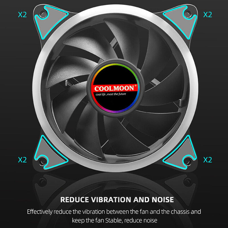 COOLMOON 12cm Cooling Fan Large 4-Pin Mute Heatsink for Desktop Chassis PC Case