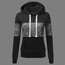 Stitching Women Long Sleeve Hit Color Autumn Leisure Hoodies (Black 2XL)