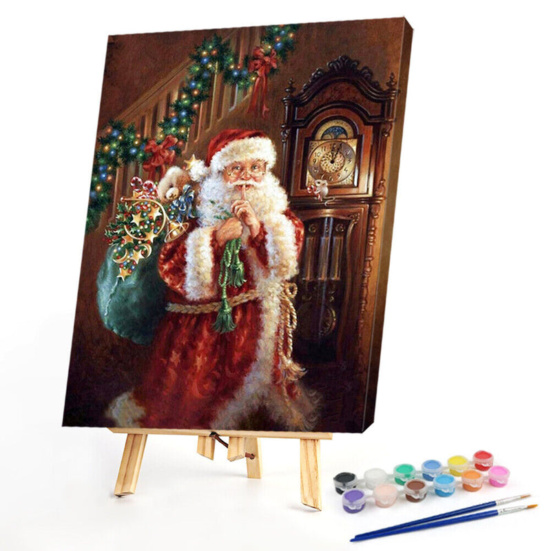 Hand Painted Oil Paint by Numbers DIY Santa Drawing Wall Hanging Decoration Gift