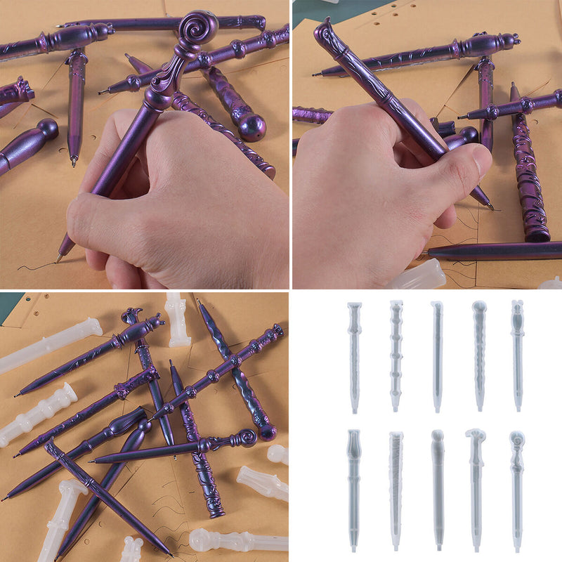 10pcs DIY Magic Crutches Mold Handmade Ballpoint Pen Drop Glue Mold Holiday