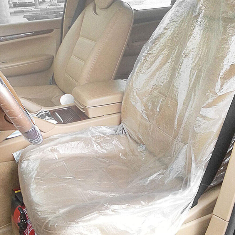 100Pcs Automotive Disposable Plastic Seat Cover General Transparent Seat Cover