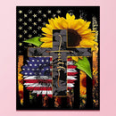 Full Stamped Cross American Flag Sunflower DIY 11CT Eco-Cotton Thread Needlework