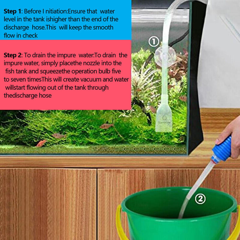 Aquarium Hand Siphon Vacuum Washing Sand Water Changer Manual Fish Tank Filter