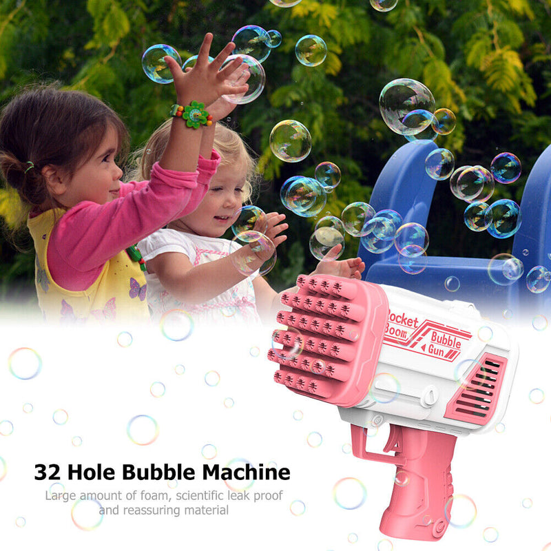 #A Bazooka Bubble Machine 32 Holes Gatling Electric Soap Bubble Making Toys