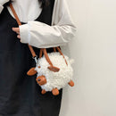 Women Soft Warm Plush Sheep Handbags Winter Soft Warm Designer Zipper Handbags