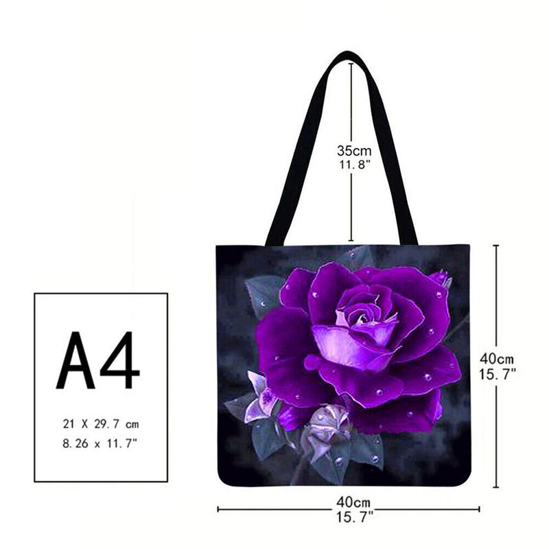 MOTINGDI CAR Women's Purple Rose Shopping Bag Large Capacity