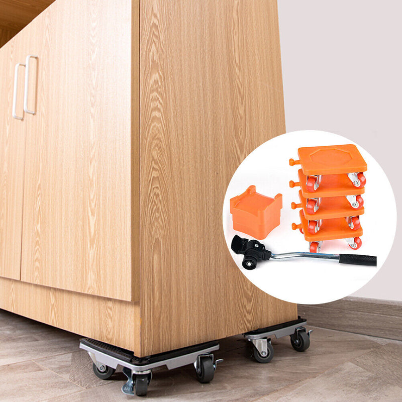 Household Transport Heavy Furniture Mover Wheeled Rollers Bar (Orange)