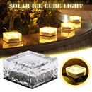 1PC Solar Powered LED Glass Cube Ice Brick Light Outdoor Garden Patio 202!