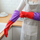 1 Pair Latex Plush Washing Cleaning Gloves Warmer Long Waterproof Household M7K4