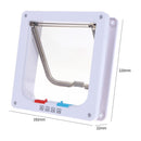 4 Way Lockable Dogs Cat Security Flap Door Kitten Puppy Pets Gate (White S)