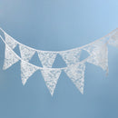 12 Flags 3.2m White Lace Flower Party Wedding Pennant Bunting Banner Decor