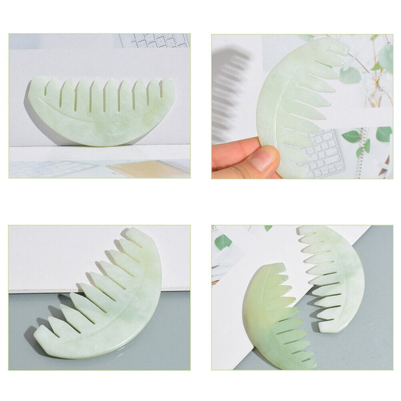 Jade Hair Brush Scalp Massage Meridian Retro Gua Sha Scraping Stone Board Newly