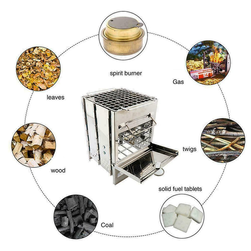 Lixada Folding Steel Wood Burning Stove Outdoor Picni B4H4 L1J1 Q2P3