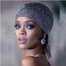Rhinestone Headband Pirate Hat Durag Cap Rhinestone Turban Hat Fishnet Grid Hat