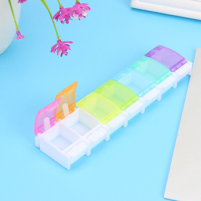 7 Day Pill Medicine Storage Box Rainbow Tablet Weekly Organizer (No Word)