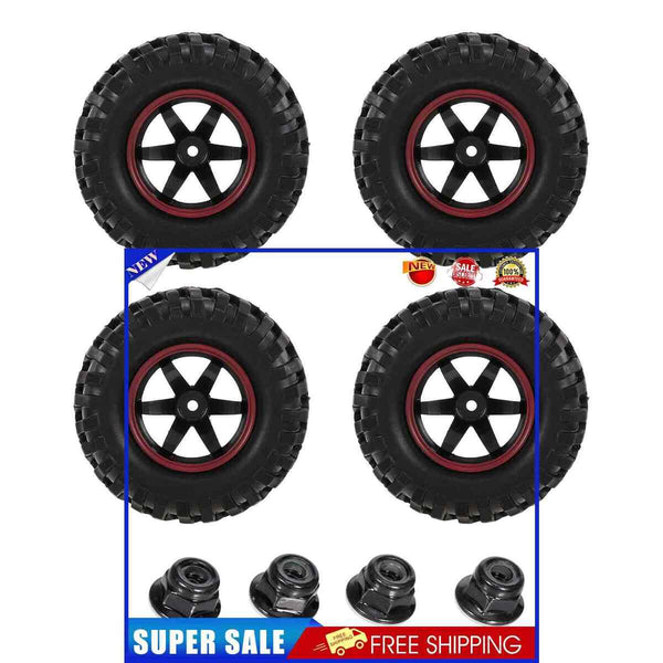 #A 4PCS RC Off-Road Buggy Tires Truck Car Hex Hub Beadlock Rubber Wheel Rims Tir