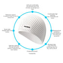 Waterproof Swimming Caps Women Men Silicone Ear Protection Swim Hat (White)