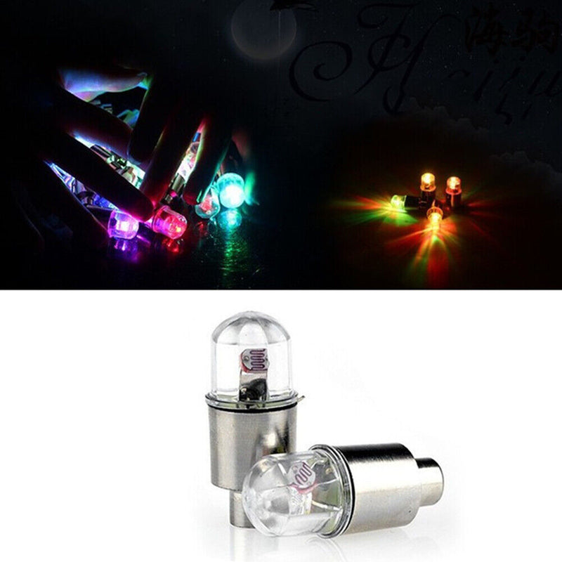2x Auto Car Bicycle Motorcycle Wheel LED Lights Tire Valve Caps Spokes Hub