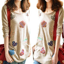 Women Fresh Hearts Flowers Print Blouse Round Neck Top Shirts XL