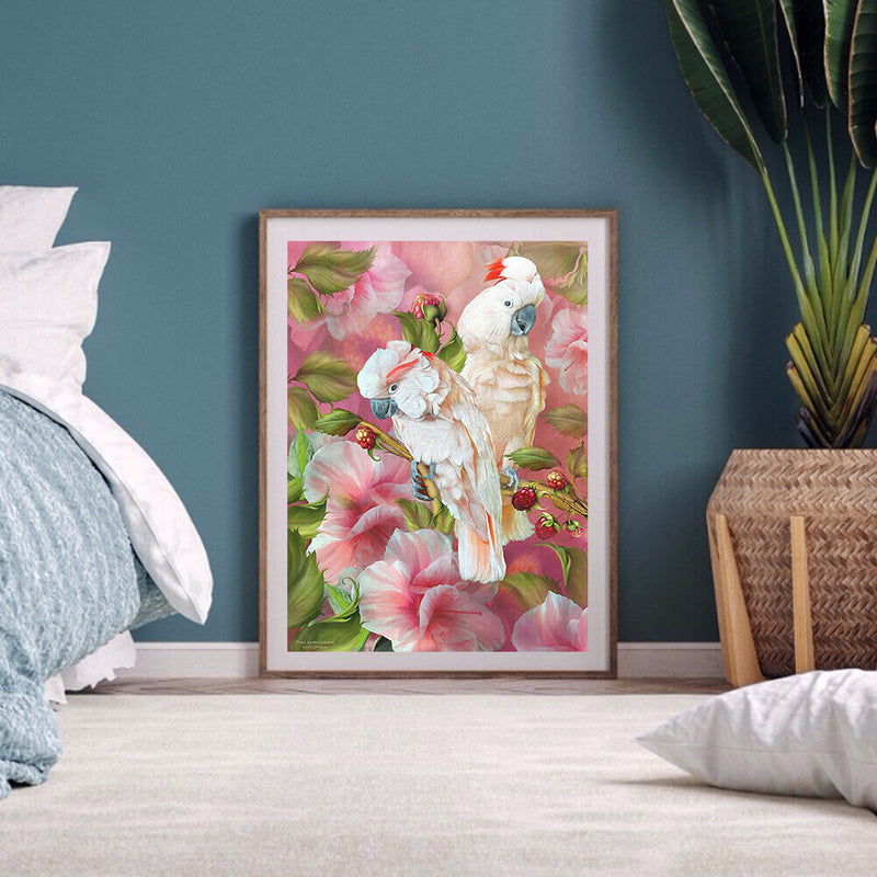 Full Round Drill Diamond Painting White Parrot Mosaic Drawing
