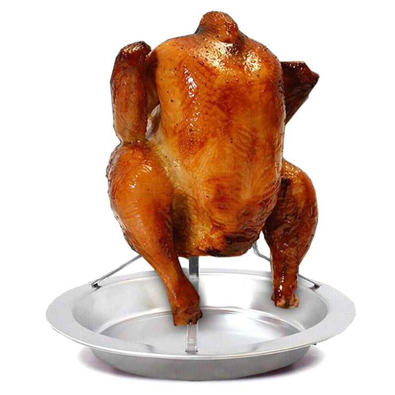 Stainless Steel Chicken Roaster Rack Plate Non Stick DIY BBQ Grill Stand