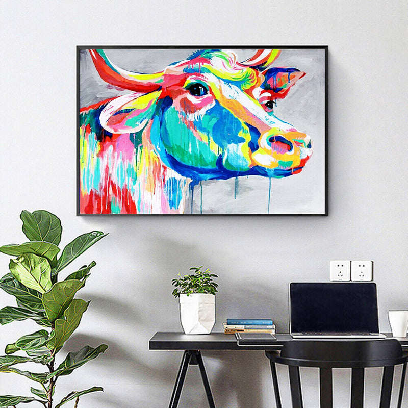 Animals Oil Painting Kit by Numbers Lion Bull Dolphin Tiger Coded Hand Drawing