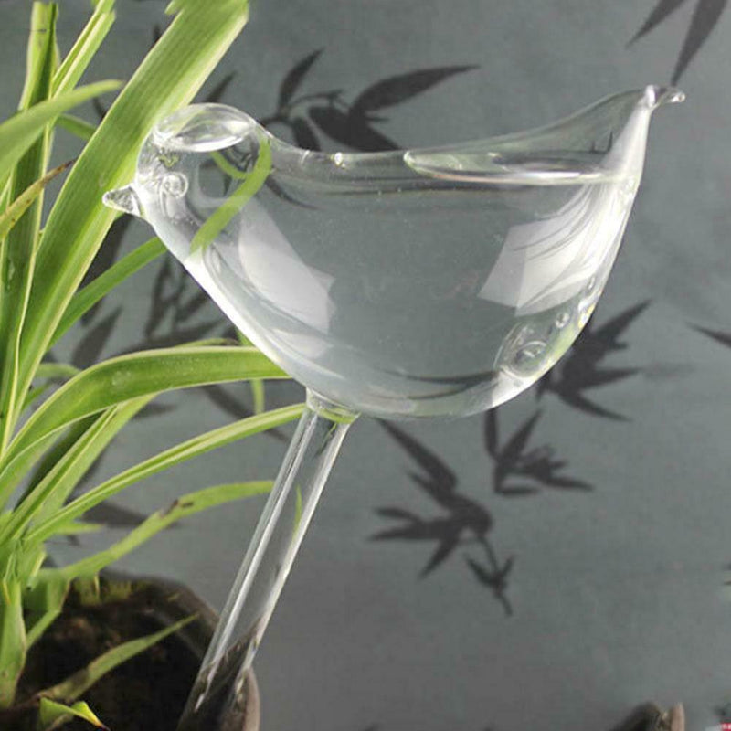 Glass Plant Flowers Water Feeder Self Watering Bird Device*1 Waterer F1Z3
