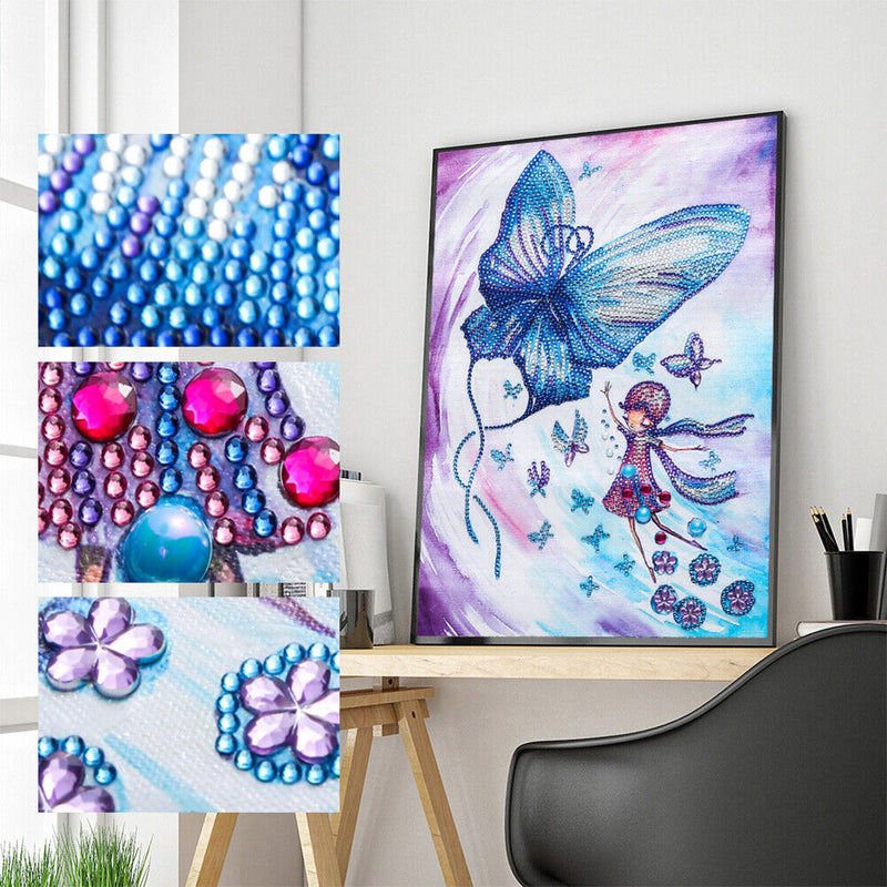5D Crystal Drill Diamond Painting DIY Mosaic Kits (DZ516 Butterfly Girl)