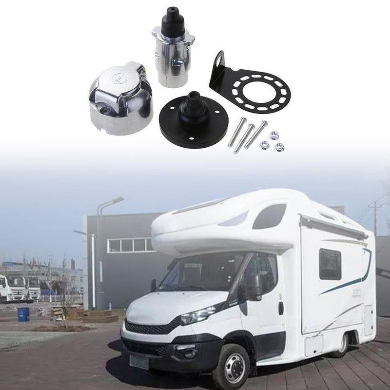 7 Way RV Boat Truck Trailer Metal Plug Connector Adapter+ Socket Kit Newly
