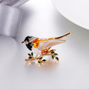 Rhinestone Enamel Oriole Bird Brooches Alloy Bird Branch Brooch Pins(1)