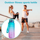 1000ml Sports Water Bottle Time Marker Outdoor Portable Cups (Green Lid) Newly