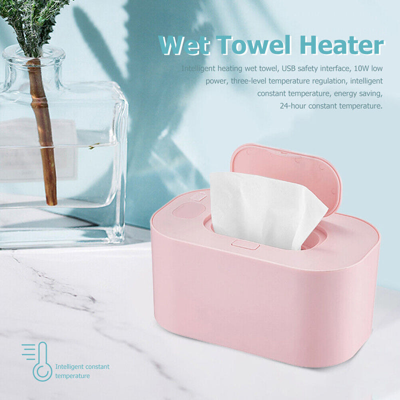 USB Baby Wet Wipes Heater Home Car Tissue Paper Warmer Warming Box (Pink) Newly