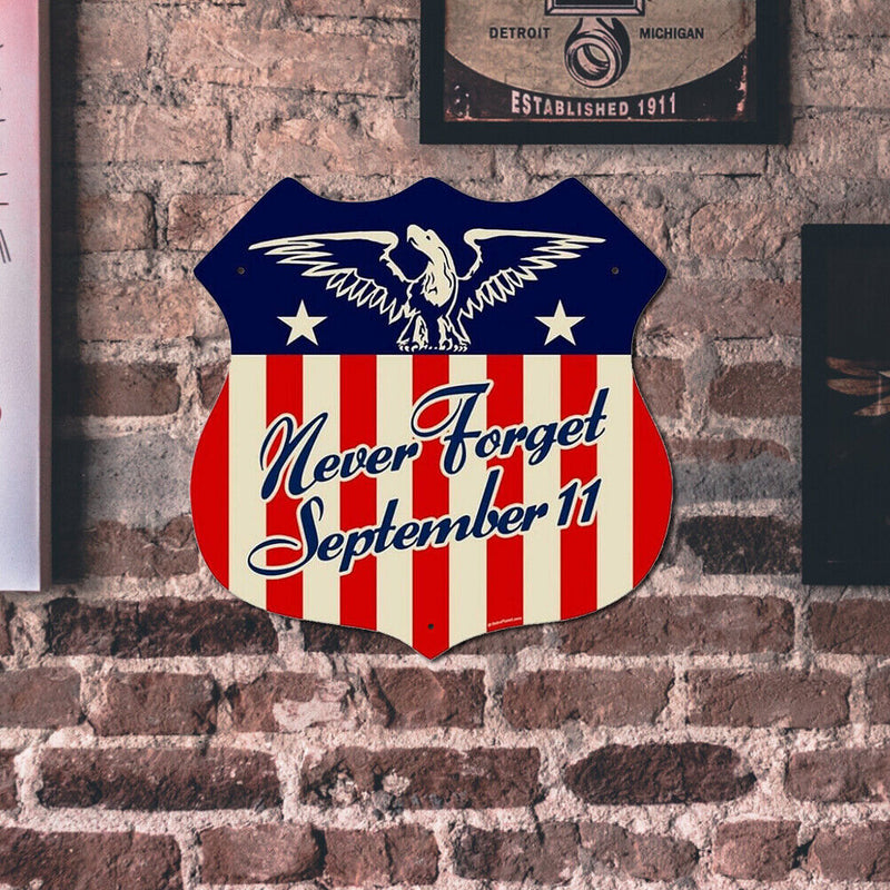 Shield American Flag Retro Metal Plate Tin Sign Plaque Poster Wall Decor