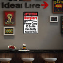 Retro Dual Color Warning Metal Plate Painting for Bar Tin Plaques Wall Sign