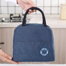 Portable Lunch Bag Thermal Insulated Lunch Box Cooler Handbag (E Navy Blue)