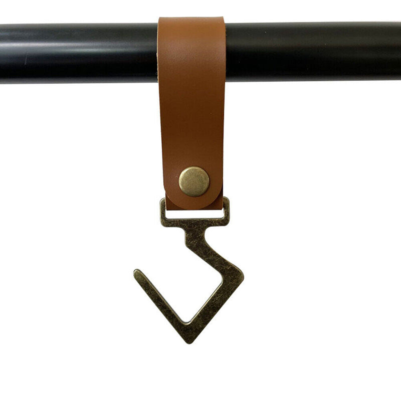 4x Outdoor PU Leather Hooks Camping Triangle Shelf Hanger Clothes Storage Hook