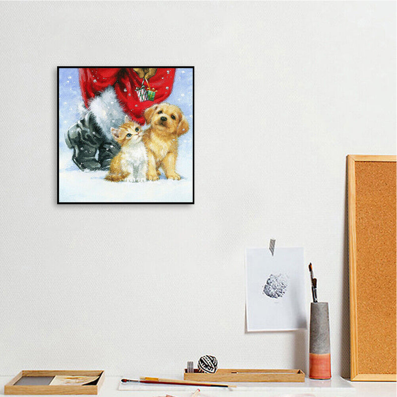 DIY Cat and Puppy Oil Paint by Numbers Kit Drawing on Canvas Pictures Home De