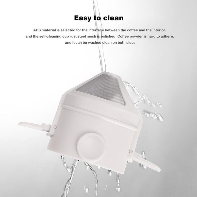 Stainless Steel Folding Coffee Filter with Brush Coffee Dripper (White)