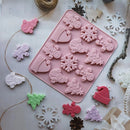 12-Cavity Christmas Snowman Silicone Mold Fondant Chocolate Cake Baking Mould