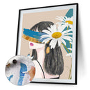 Frameless Girl with Flower Oil Paint By Numbers DIY Acrylic Handmade Handicraft