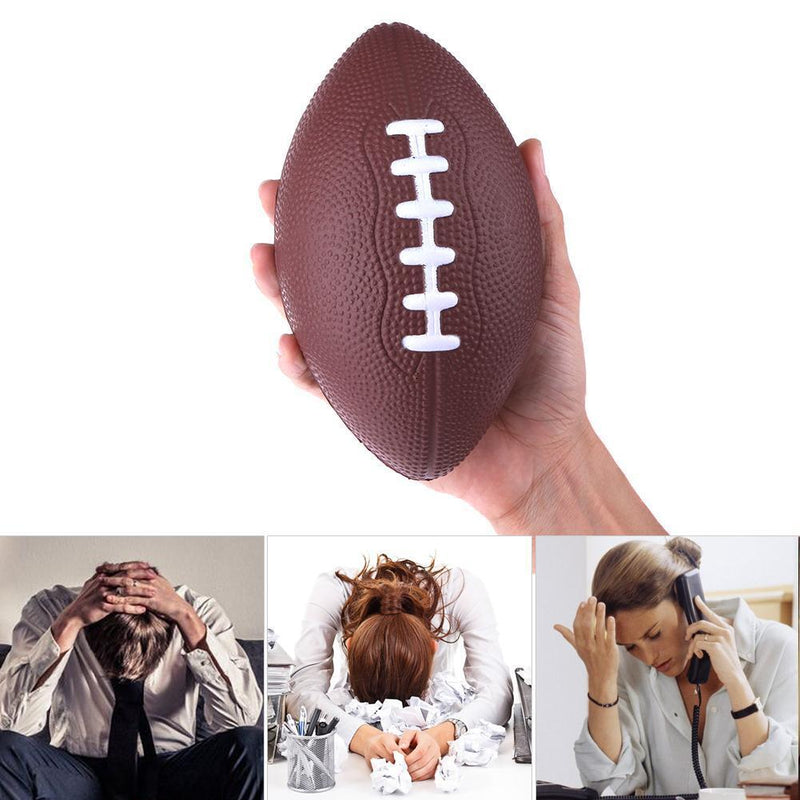 Mini Soft PU Foam Material Brown Anti-stress Rugby Soccer Squeeze Ball Newly