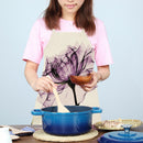 Kitchen Linen Apron Purple Flower Print Home Cooking Baking Bibs Accessories