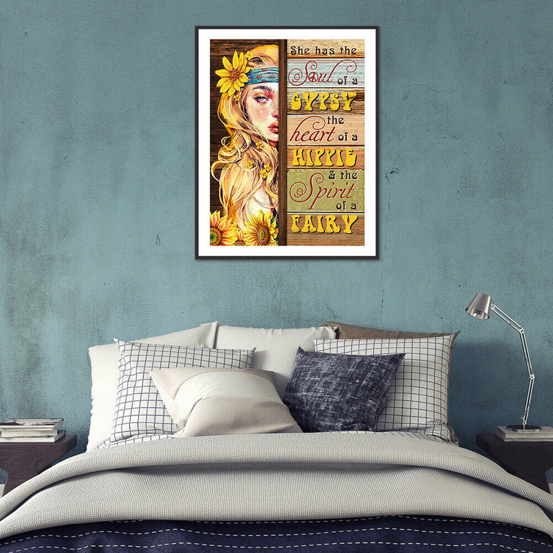 5D Diamond Painting Kit Letters Sunflower Girl Full Round Drill Rhinestone DIY