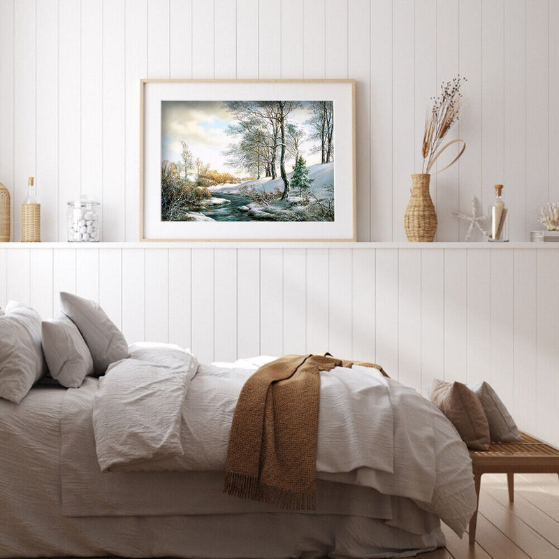 11CT Full Embroidery Kit DIY Glacial Lake Printed Cross Stitch Handicraft Gif