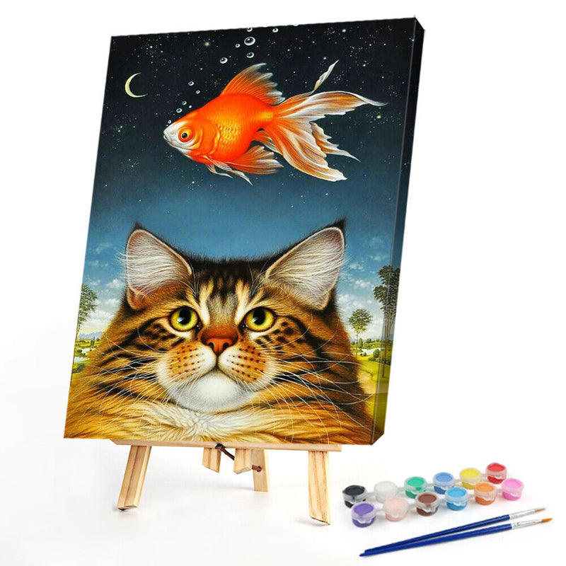 #A Cat Partial Oil Paint By Numbers Kit DIY Home Decoration Gift Wall Art Pict