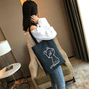 Cute Print Women Canvas Shoulder Bag Girls Zipper Shop Casual Handbag/Cat