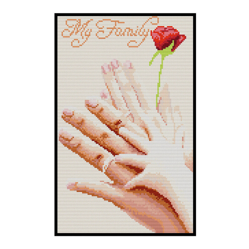 14CT Full Cross Stitch Happy Family Stamped DIY Embroidery Kits Cotton Art