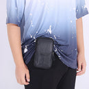 Men Cowhide Leather Phone Belt Bags Solid Color Zipper Fanny Pack (Black)